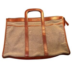 La Portegna X Svbscription Colab Brown Canvas‎ & Leather Laptop Tote Bag RARE